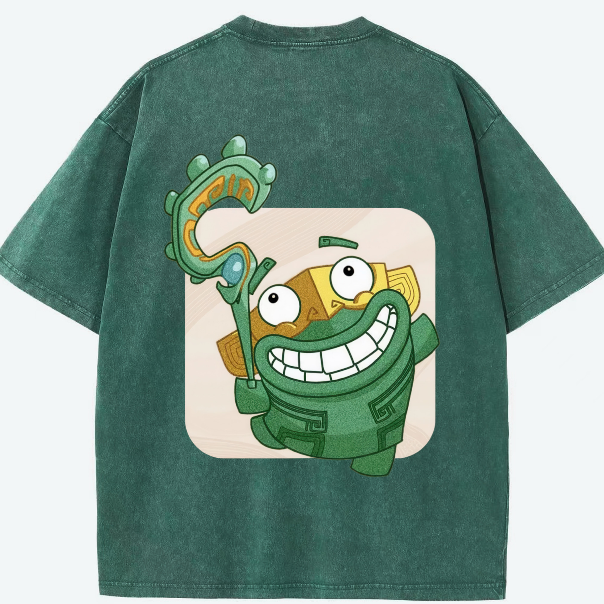 （画像用） Ne Zha 2 ナタ 魔童の大暴れ 綿100% ヴィンテージ風 半袖Tシャツ（背面プリント）